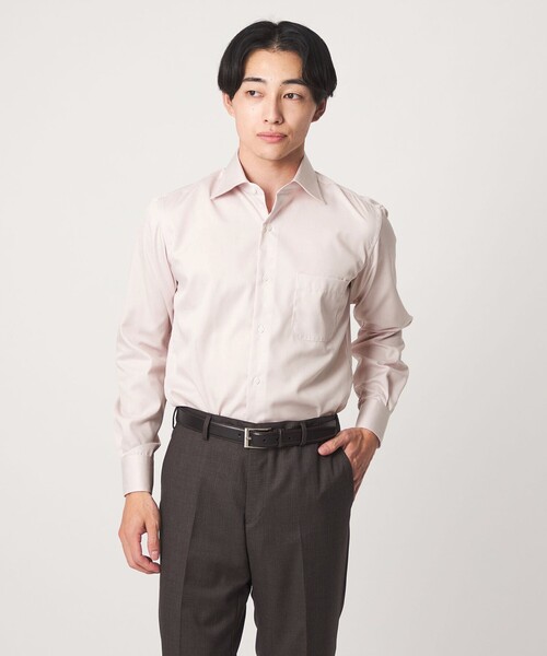 green label relaxing(グリーンレーベルリラクシング)の「コットン ナローストライプ ワイドカラー ドレスシャツ -イージーアイロン-(ビジネスシャツ・メンズ・ベージュ/ライトピンク/ライム・37cm/41cm/38cm/43cm/42cm/39cm/40cm)」の1枚目の写真