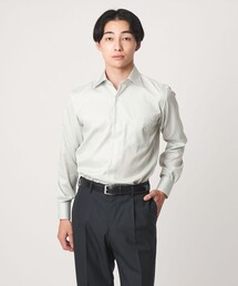 コットン ナローストライプ ワイドカラー ドレスシャツ -イージーアイロン-