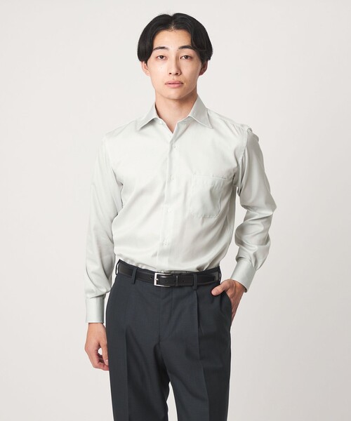 green label relaxing(グリーンレーベルリラクシング)の「コットン ナローストライプ ワイドカラー ドレスシャツ -イージーアイロン-(ビジネスシャツ・メンズ・ベージュ/ライトピンク/ライム・37cm/41cm/38cm/43cm/42cm/39cm/40cm)」の3枚目の写真