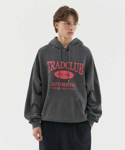 TRADCLUB（トラッドクラブ）の「グラスゴーピグメントウォッシングオーバーフードパーカー5カラー（パーカー・メンズ・ネイビー/チャコール/ブラウン/カーキ/パープル・MEDIUM/LARGE）」の7枚目の写真