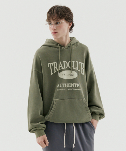 TRADCLUB（トラッドクラブ）の「グラスゴーピグメントウォッシングオーバーフードパーカー5カラー（パーカー・メンズ・ネイビー/チャコール/ブラウン/カーキ/パープル・MEDIUM/LARGE）」の8枚目の写真