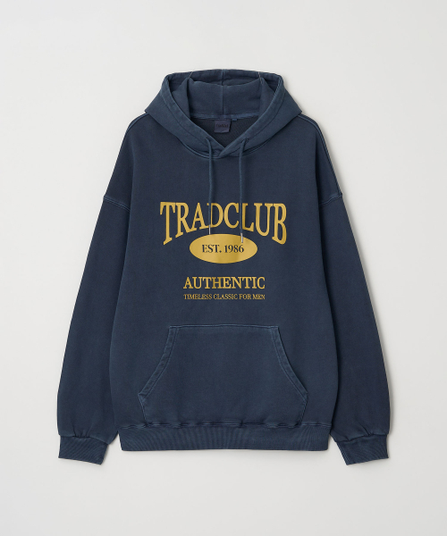 TRADCLUB（トラッドクラブ）の「グラスゴーピグメントウォッシングオーバーフードパーカー5カラー（パーカー・メンズ・ネイビー/チャコール/ブラウン/カーキ/パープル・MEDIUM/LARGE）」の14枚目の写真