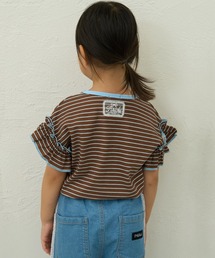 pairmanon（ペアマノン）の「ガールズ レースタグ付き ボーダー ドット フリル Tシャツ（Tシャツ/カットソー）」
