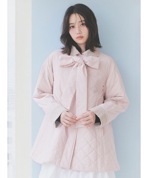FURFUR(ファーファー)の「【限定カラー】パデッドボウタイキルティングブルゾン(ブルゾン・レディース・チャコールグレー/サックスブルー/チェック・F)」の10枚目の写真