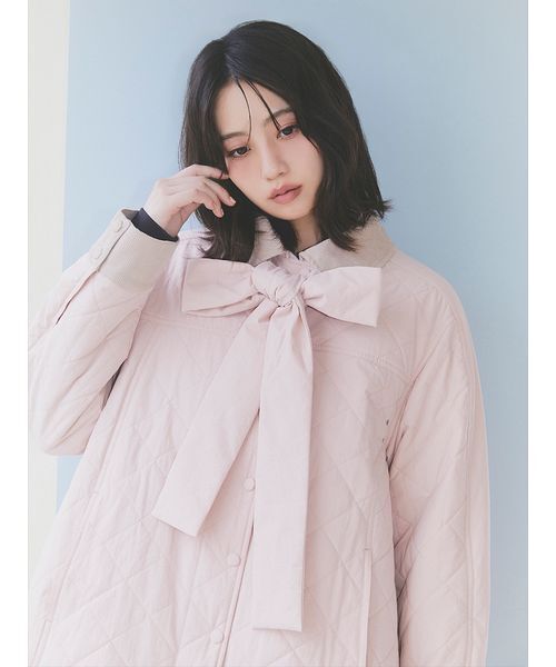 FURFUR(ファーファー)の「【限定カラー】パデッドボウタイキルティングブルゾン(ブルゾン・レディース・チャコールグレー/サックスブルー/チェック・F)」の11枚目の写真