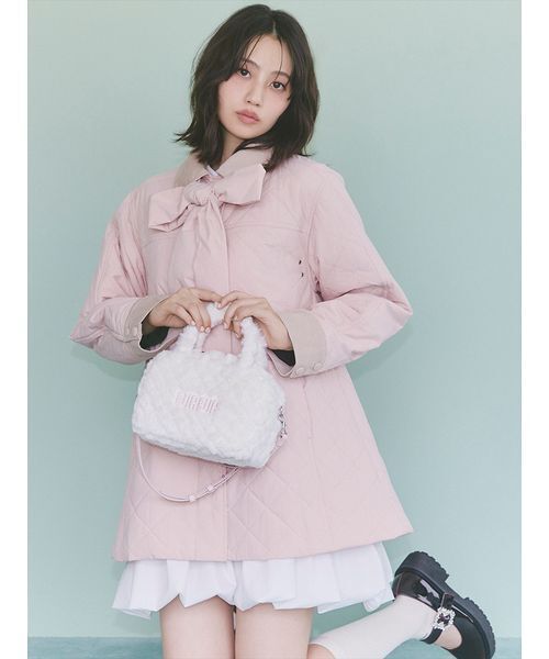 FURFUR(ファーファー)の「【限定カラー】パデッドボウタイキルティングブルゾン(ブルゾン・レディース・チャコールグレー/サックスブルー/チェック・F)」の12枚目の写真