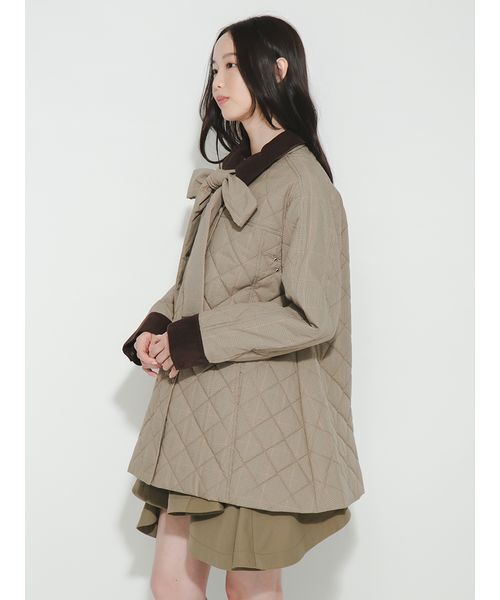 FURFUR(ファーファー)の「【限定カラー】パデッドボウタイキルティングブルゾン(ブルゾン・レディース・チャコールグレー/サックスブルー/チェック・F)」の14枚目の写真