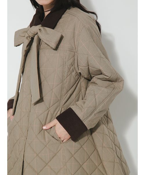 FURFUR(ファーファー)の「【限定カラー】パデッドボウタイキルティングブルゾン(ブルゾン・レディース・チャコールグレー/サックスブルー/チェック・F)」の16枚目の写真