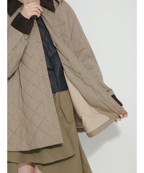 FURFUR(ファーファー)の「【限定カラー】パデッドボウタイキルティングブルゾン(ブルゾン・レディース・チャコールグレー/サックスブルー/チェック・F)」の18枚目の写真