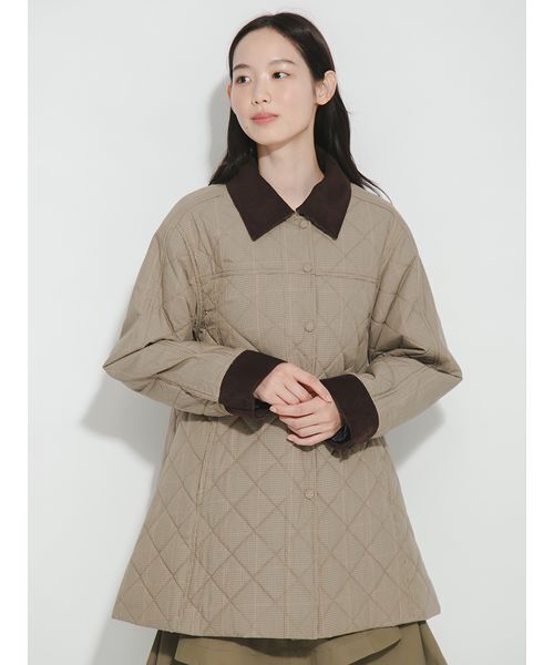 FURFUR(ファーファー)の「【限定カラー】パデッドボウタイキルティングブルゾン(ブルゾン・レディース・チャコールグレー/サックスブルー/チェック・F)」の19枚目の写真