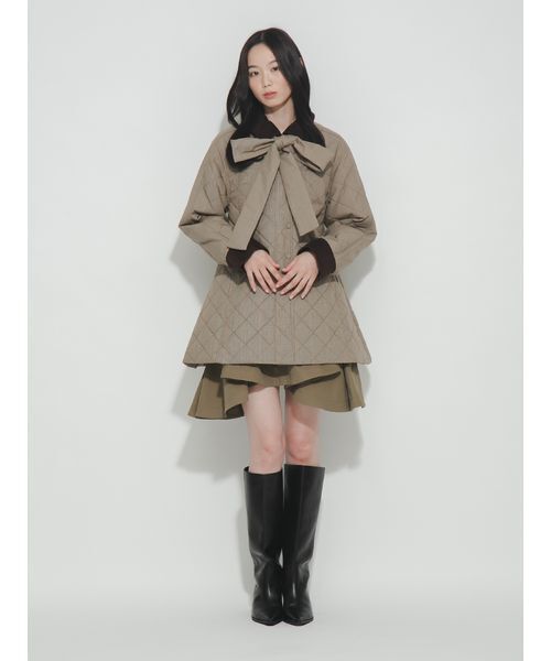 FURFUR(ファーファー)の「【限定カラー】パデッドボウタイキルティングブルゾン(ブルゾン・レディース・チャコールグレー/サックスブルー/チェック・F)」の20枚目の写真