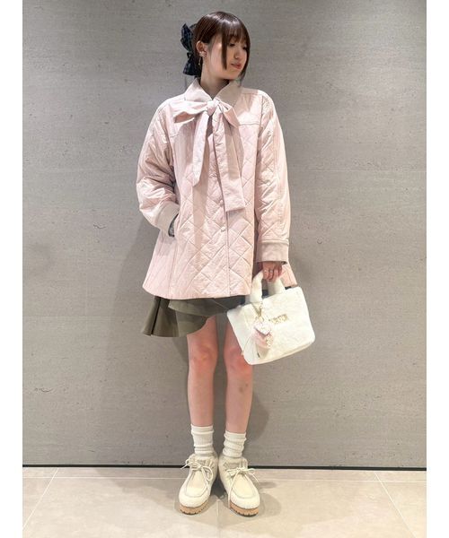 FURFUR(ファーファー)の「【限定カラー】パデッドボウタイキルティングブルゾン(ブルゾン・レディース・チャコールグレー/サックスブルー/チェック・F)」の21枚目の写真