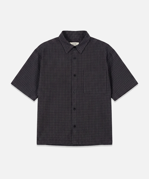 ECORR（エコル）の「[イコル x ホントギ] デイリークロップ半袖チェックシャツ : 2COLOR（シャツ/ブラウス・メンズ・ブラック/ネイビー・1/2）」の10枚目の写真