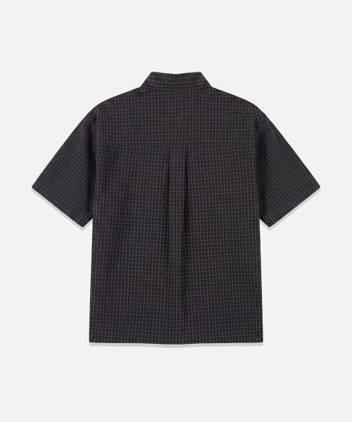 ECORR（エコル）の「[イコル x ホントギ] デイリークロップ半袖チェックシャツ : 2COLOR（シャツ/ブラウス・メンズ・ブラック/ネイビー・1/2）」の9枚目の写真