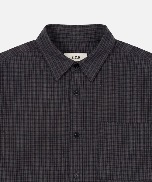 ECORR（エコル）の「[イコル x ホントギ] デイリークロップ半袖チェックシャツ : 2COLOR（シャツ/ブラウス・メンズ・ブラック/ネイビー・1/2）」の8枚目の写真