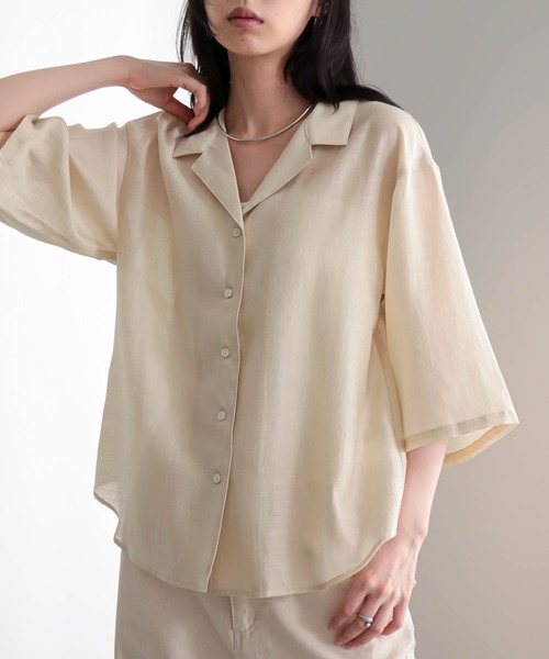 for/c(フォーシー)の「セルロースシアーシャツ【サスティナブル】(シャツ/ブラウス・レディース・チャコール/ライトベージュ・L/M)」の16枚目の写真