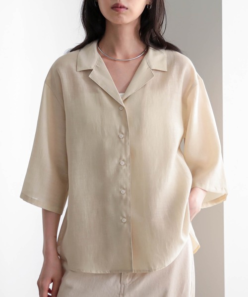 for/c(フォーシー)の「セルロースシアーシャツ【サスティナブル】(シャツ/ブラウス・レディース・チャコール/ライトベージュ・L/M)」の17枚目の写真