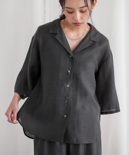 for/c(フォーシー)の「セルロースシアーシャツ【サスティナブル】(シャツ/ブラウス・レディース・チャコール/ライトベージュ・L/M)」の4枚目の写真