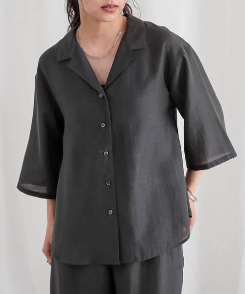 for/c(フォーシー)の「セルロースシアーシャツ【サスティナブル】(シャツ/ブラウス・レディース・チャコール/ライトベージュ・L/M)」の7枚目の写真