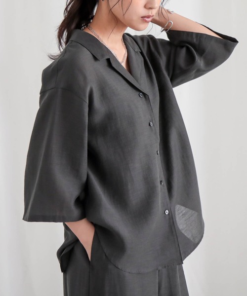 for/c(フォーシー)の「セルロースシアーシャツ【サスティナブル】(シャツ/ブラウス・レディース・チャコール/ライトベージュ・L/M)」の3枚目の写真