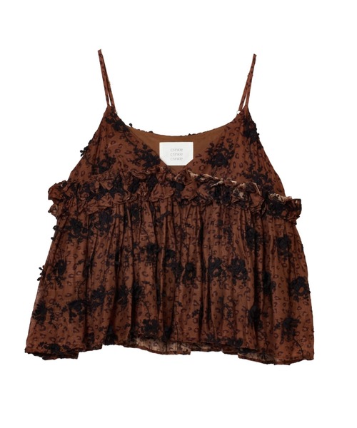 crinkle crinkle crinkle(クリンクルクリンクルクリンクル)の「【crinkle crinkle crinkle】3D embroidery leopard cami/3Dエンブロイダリーレオパードキャミ(キャミソール・レディース・ブラウン・FREE)」の2枚目の写真