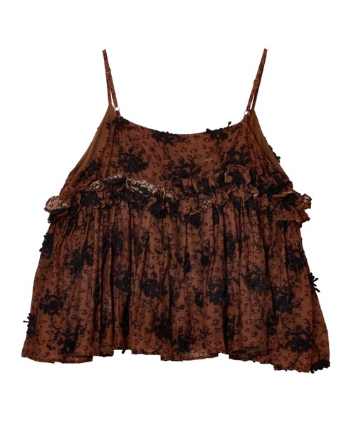crinkle crinkle crinkle(クリンクルクリンクルクリンクル)の「【crinkle crinkle crinkle】3D embroidery leopard cami/3Dエンブロイダリーレオパードキャミ(キャミソール・レディース・ブラウン・FREE)」の3枚目の写真