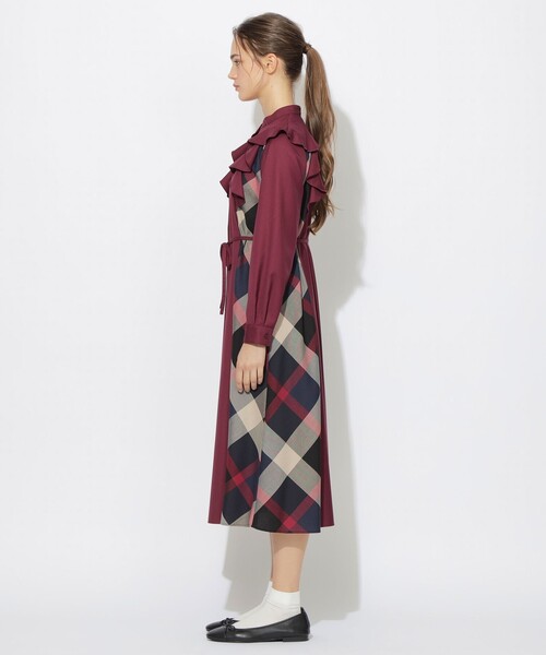 CB CRESTBRIDGE（シービークレストブリッジ）の「ラッフルシャツワンピース（ワンピース・レディース・ダークネイビー/ベージュ/レッド系その他4・M/S）」の19枚目の写真