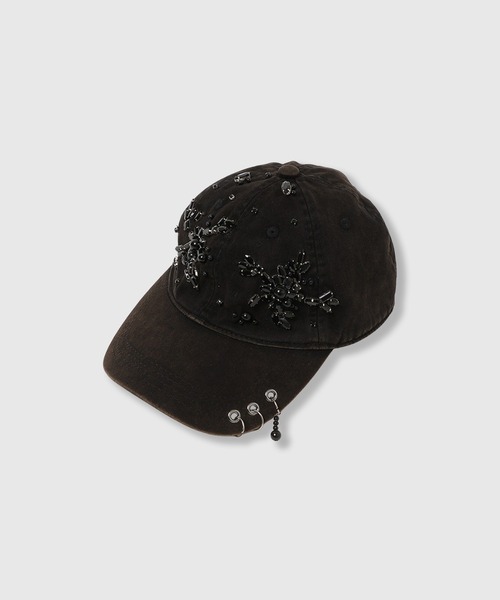 THINGS THAT MATTER(シングス ザット マター)の「WASHED BIJOUX CAP / ウォッシュド ビジュー キャップ(キャップ・レディース・ブラック・FREE)」の5枚目の写真
