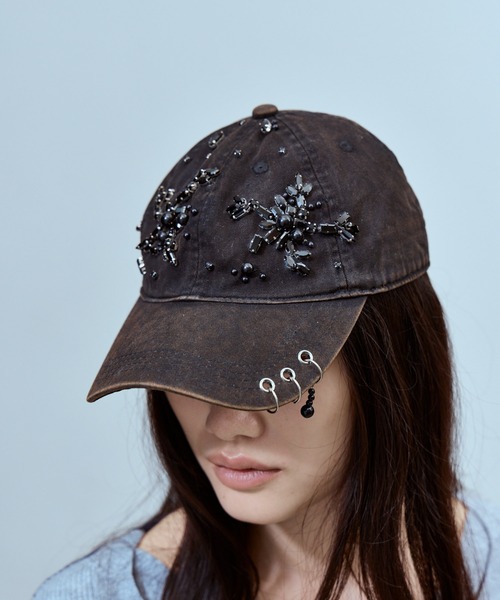 THINGS THAT MATTER(シングス ザット マター)の「WASHED BIJOUX CAP / ウォッシュド ビジュー キャップ(キャップ・レディース・ブラック・FREE)」の8枚目の写真