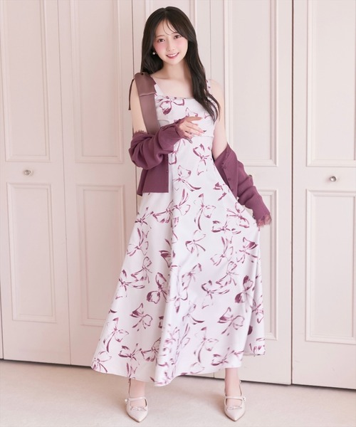 WILLSELECTION(ウィルセレクション)の「リボンプリントアシメショルダーキャミワンピース(ワンピース・レディース・ブラウン/ピンク・FREE)」の10枚目の写真