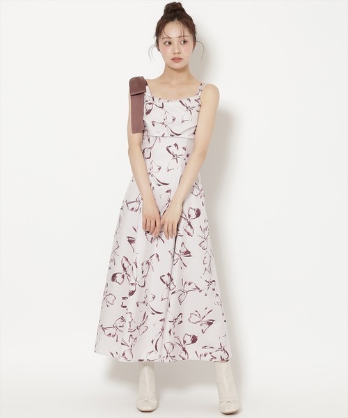 WILLSELECTION(ウィルセレクション)の「リボンプリントアシメショルダーキャミワンピース(ワンピース・レディース・ブラウン/ピンク・FREE)」の16枚目の写真