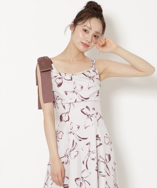 WILLSELECTION(ウィルセレクション)の「リボンプリントアシメショルダーキャミワンピース(ワンピース・レディース・ブラウン/ピンク・FREE)」の18枚目の写真