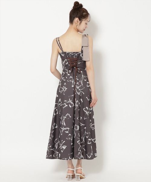 WILLSELECTION(ウィルセレクション)の「リボンプリントアシメショルダーキャミワンピース(ワンピース・レディース・ブラウン/ピンク・FREE)」の5枚目の写真