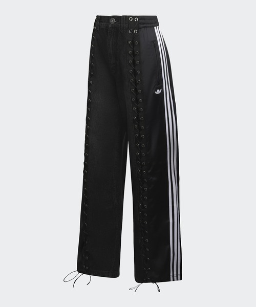Chick(チック)の「adidas/アディダス ORI DENIM FIREBIRD TP バギーフィット レーシング デニムパンツ 2026年 夏 夏服 秋服(デニムパンツ・レディース・ブラック・XS)」の1枚目の写真