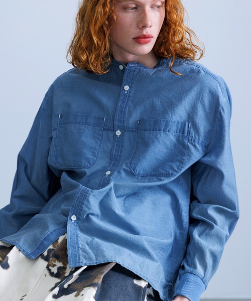 Revo.(レボ)の「Revo. INDIGO 染めナイロン ケミカルウォッシュ リブシャツ(シャツ/ブラウス・メンズ・ブルー/インディゴブルー・1/2)」の8枚目の写真