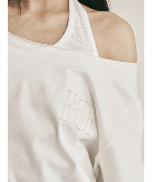 ROIROI(ロイロイ)の「オフショルダーロゴ半袖Tシャツ-ホワイト(Tシャツ/カットソー・レディース・その他・FREE)」の6枚目の写真