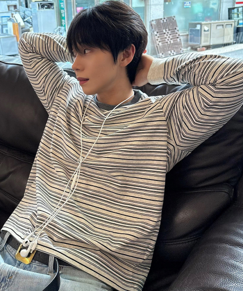 MINDBRIDGE(マインドブリッジ)の「コットン100%ストライプサロペット長袖Tシャツ(Tシャツ/カットソー・メンズ・オートミール・100/105/110/95)」の3枚目の写真