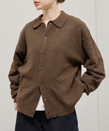 【Alfred Alex】Mix Yarn Knit Shirt Cardigan / ルーズシルエット ミックスヤーン ニットシャツカーディガン