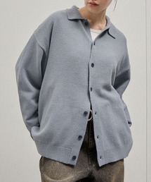 【Alfred Alex】Mix Yarn Knit Shirt Cardigan / ルーズシルエット ミックスヤーン ニットシャツカーディガン