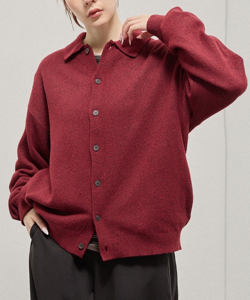 Alfred Alex(アルフレッドアレックス)の「【Alfred Alex】Mix Yarn Knit Shirt Cardigan / ルーズシルエット ミックスヤーン ニットシャツカーディガン(カーディガン/ボレロ・メンズ・スミクロ/ブラウン系/ブルー系/レッド系/チャコール・M/L)」の5枚目の写真