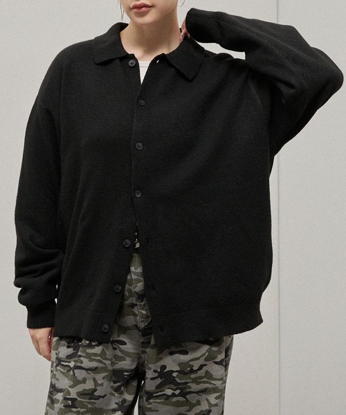 Alfred Alex(アルフレッドアレックス)の「【Alfred Alex】Mix Yarn Knit Shirt Cardigan / ルーズシルエット ミックスヤーン ニットシャツカーディガン(カーディガン/ボレロ・メンズ・スミクロ/ブラウン系/ブルー系/レッド系/チャコール・M/L)」の22枚目の写真