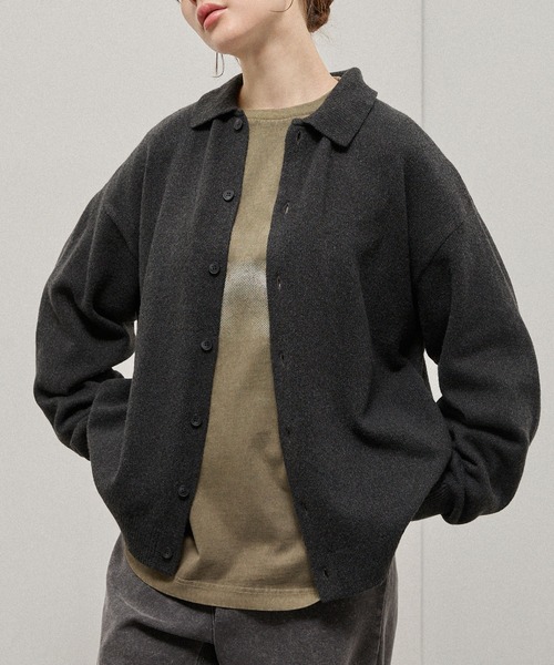 Alfred Alex(アルフレッドアレックス)の「【Alfred Alex】Mix Yarn Knit Shirt Cardigan / ルーズシルエット ミックスヤーン ニットシャツカーディガン(カーディガン/ボレロ・メンズ・スミクロ/ブラウン系/ブルー系/レッド系/チャコール・M/L)」の15枚目の写真