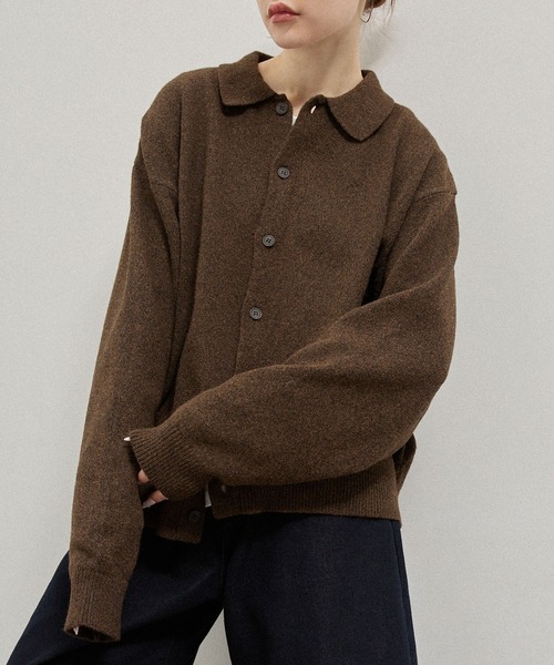 Alfred Alex(アルフレッドアレックス)の「【Alfred Alex】Mix Yarn Knit Shirt Cardigan / ルーズシルエット ミックスヤーン ニットシャツカーディガン(カーディガン/ボレロ・メンズ・スミクロ/ブラウン系/ブルー系/レッド系/チャコール・M/L)」の7枚目の写真