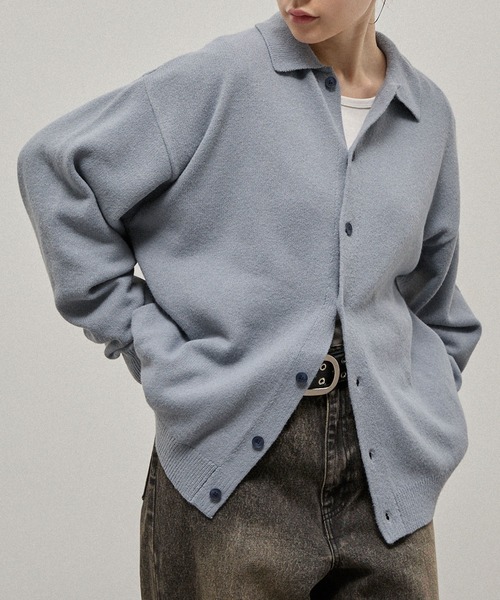 Alfred Alex(アルフレッドアレックス)の「【Alfred Alex】Mix Yarn Knit Shirt Cardigan / ルーズシルエット ミックスヤーン ニットシャツカーディガン(カーディガン/ボレロ・メンズ・スミクロ/ブラウン系/ブルー系/レッド系/チャコール・M/L)」の12枚目の写真