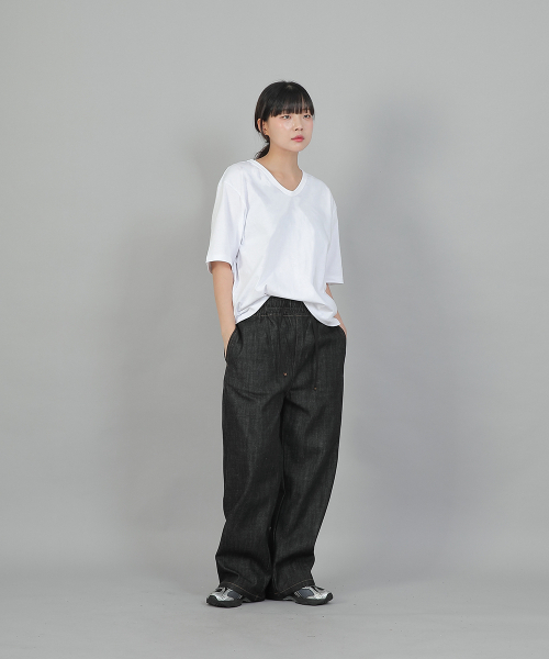 SAINTCREW(セントクルー)の「ポケットレスワークバンディングワイドパンツ EWW-385 デニムブラック(デニムパンツ・レディース・その他・FREE)」の3枚目の写真