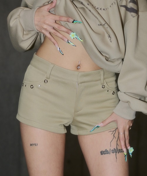 d.i.a.(ダイヤ)の「ハトメ スウェット ショーパン【セットアップ 対応可】(その他パンツ・レディース・ネイビー/ベージュ/ブラック/ピンク/パープル・FREE)」の14枚目の写真