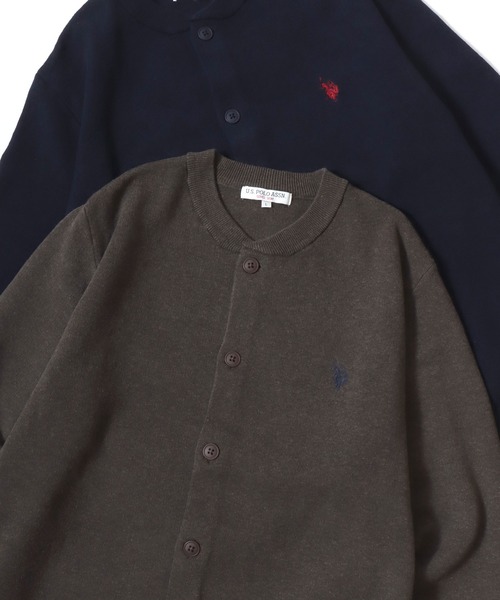 U.S. POLO ASSN.（ユーエスポロアッスン）の「U.S. POLO ASSN./ユーエスポロアッスン ミドルゲージニット ロゴ ワンポイント刺繍 カーディガン/レディース メンズ（カーディガン/ボレロ・メンズ・グレー/ネイビー/アイボリー/モカ/ブラック・M/L/LL）」の4枚目の写真