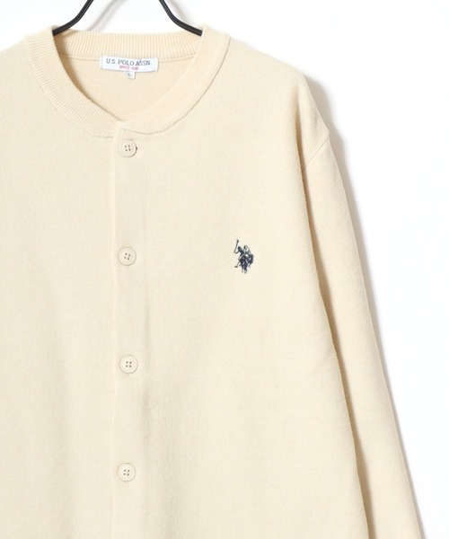 U.S. POLO ASSN.（ユーエスポロアッスン）の「U.S. POLO ASSN./ユーエスポロアッスン ミドルゲージニット ロゴ ワンポイント刺繍 カーディガン/レディース メンズ（カーディガン/ボレロ・メンズ・グレー/ネイビー/アイボリー/モカ/ブラック・M/L/LL）」の6枚目の写真