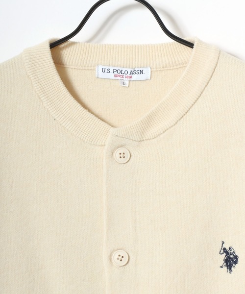 U.S. POLO ASSN.（ユーエスポロアッスン）の「U.S. POLO ASSN./ユーエスポロアッスン ミドルゲージニット ロゴ ワンポイント刺繍 カーディガン/レディース メンズ（カーディガン/ボレロ・メンズ・グレー/ネイビー/アイボリー/モカ/ブラック・M/L/LL）」の15枚目の写真