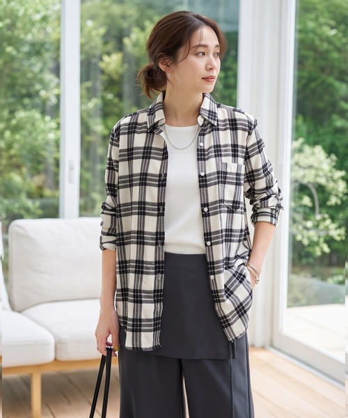 STYLE DELI(スタイルデリ)の「コントラストチェック柄シャツ(シャツ/ブラウス・レディース・ブラックミックス・FREE)」の1枚目の写真